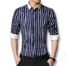 Men Stripped Shirts Chemise Homme Camisa Masculina Men's Casual Slim Fit Long Sleeved Dress Shirts SM6
