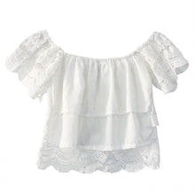 2016 New Sexy Lace Crochet Blusas Femininas Fashion Women Petal Sleeve Summer Shirt&Blouse Hot Sale Casual Short Shirts Tops SM6