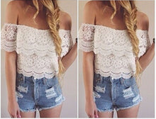 2016 New Sexy Lace Crochet Blusas Femininas Fashion Women Petal Sleeve Summer Shirt&Blouse Hot Sale Casual Short Shirts Tops SM6