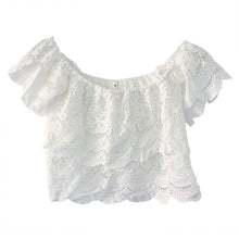 2016 New Sexy Lace Crochet Blusas Femininas Fashion Women Petal Sleeve Summer Shirt&Blouse Hot Sale Casual Short Shirts Tops SM6