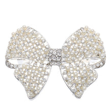2016 New Shine Rhinestone Girls Woman Bow Hairpin Full Diamond Pearl Bow Spring Clip #3546 SM6