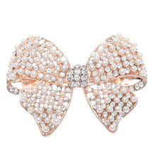 2016 New Shine Rhinestone Girls Woman Bow Hairpin Full Diamond Pearl Bow Spring Clip #3546 SM6