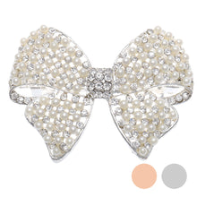 2016 New Shine Rhinestone Girls Woman Bow Hairpin Full Diamond Pearl Bow Spring Clip #3546 SM6