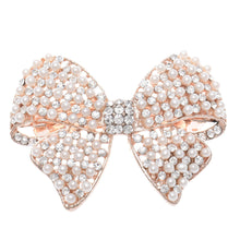 2016 New Shine Rhinestone Girls Woman Bow Hairpin Full Diamond Pearl Bow Spring Clip #3546 SM6