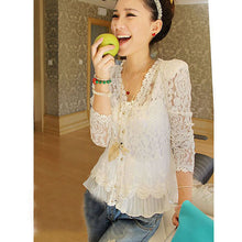 2016 New Spring Summer Women Lace Blusas LongSleeve V-neck Ladies Blouses Casual Chiffon Shirts Blouses Tops Camisas Femininas SM6