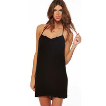 2016 New Style Women Sexy Sleeveless Halter O-Neck Summer Beach Dress Loose Chiffon Mini Women Dress#3546 SM6