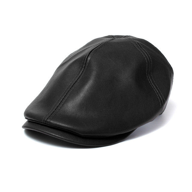 2016 New Summer Men Women Vintage Beret Newsboy Flat Cabbie Causal Driving Hats Artificial Leather Cap sunbonnet#3546 SM6