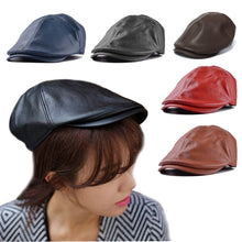 2016 New Summer Men Women Vintage Beret Newsboy Flat Cabbie Causal Driving Hats Artificial Leather Cap sunbonnet#3546 SM6