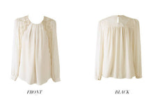 2016 New Women Casual Blouse Elegant OL Ladies' LongSleeve Work Chiffon Blouse Sheer Lace Tops Shirt Blouse White Free Shipping SM6