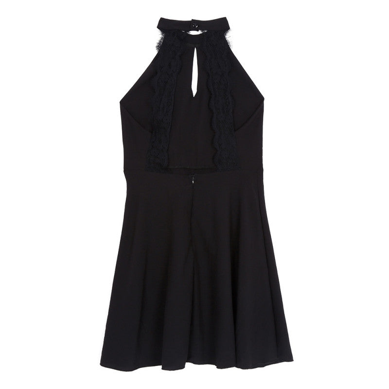 New Women Fashion Backless Sexy Dress White and Black Lace Sleeveless Dresses Slim Casual Short Dress SM6