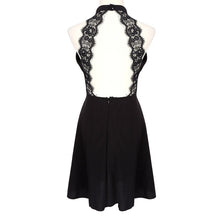New Women Fashion Backless Sexy Dress White and Black Lace Sleeveless Dresses Slim Casual Short Dress SM6
