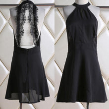 New Women Fashion Backless Sexy Dress White and Black Lace Sleeveless Dresses Slim Casual Short Dress SM6