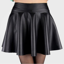 New Women Ladies Faux Leather High Waist Skater Flared Pleated Short Mini Skirt LE2 SM6