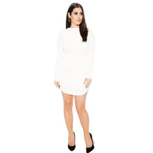 New Women Long Sleeve Bodycon Side Slit T Shirt Party Mini Dress Evening Party Lady SM6
