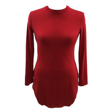 New Women Long Sleeve Bodycon Side Slit T Shirt Party Mini Dress Evening Party Lady SM6