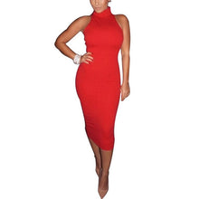New Women Bodycon Fashion Turtleneck Sleeveless Casual Elegant Pencil Dresses Sexy Club Party Bandage Dress SM6