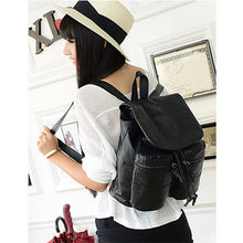Women Waterproof Drawstring Black Backpack Soft Washing PU Leather Mochila Mujer Flap Zipped Pocket Korean School Bags SM6