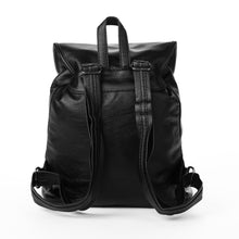 Women Waterproof Drawstring Black Backpack Soft Washing PU Leather Mochila Mujer Flap Zipped Pocket Korean School Bags SM6