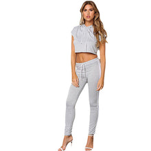 Rompers  Slim Jumpsuit Long Pants With Hooded Elastic Waistband Two Piece Jumpsuit Slim White Jumpsuit For Wo SM6
