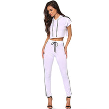 Rompers  Slim Jumpsuit Long Pants With Hooded Elastic Waistband Two Piece Jumpsuit Slim White Jumpsuit For Wo SM6