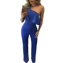 Ruffles One Shoulder Black Wide Leg Jumpsuits For Overalls Backless Romper Elegant Jumpsuit Long Pants SM6