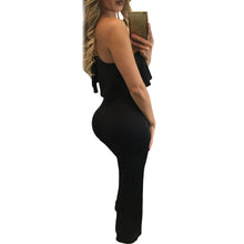 Ruffles One Shoulder Black Wide Leg Jumpsuits For Overalls Backless Romper Elegant Jumpsuit Long Pants SM6