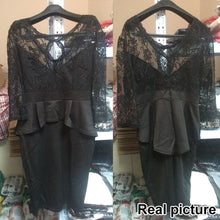 S Shaped Curve Floral Lace Half Sleeve Stitching Knee Length Peplum Dress Backless Hollow Out Club Party Sexy Bodycon Dress SM6