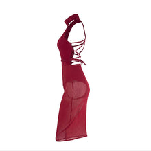 Sexy Red Mesh Dress Bandage Dresses Sexy Club Dress Backless Bodycon Night Club Wear Party Dress SM6