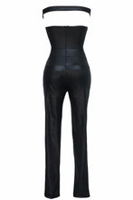 Sexy Rompers For Leather Bandage Jumpsuit Bodycon Black Off Shoulder Sexy Club Jumpsuit Long Pants 60870 SM6