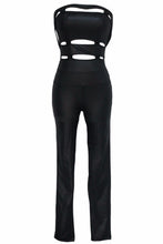 Sexy Rompers For Leather Bandage Jumpsuit Bodycon Black Off Shoulder Sexy Club Jumpsuit Long Pants 60870 SM6
