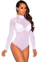 Sheer Thong Turtleneck Bodysuit Long Sleeve Sexy Mesh Bodysuit Top Bodycon Sexy Lingerie See Through Spandex Bodysuit SM6