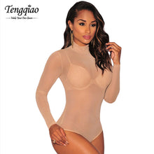 Sheer Thong Turtleneck Bodysuit Long Sleeve Sexy Mesh Bodysuit Top Bodycon Sexy Lingerie See Through Spandex Bodysuit SM6