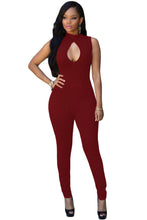 Sleeveless  Sexy Bodycon Jumpsuit Romper Hollow Out Turtleneck Slim Overalls For Combinaison Femme 64033 SM6