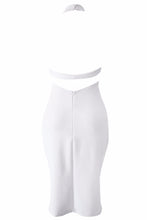 Solid Elegant White Midi Dress Sleeveless Turtleneck Bodycon Dress Club Sexy Off Shoulder Evening Short Party Dresses SM6
