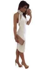 Solid Elegant White Midi Dress Sleeveless Turtleneck Bodycon Dress Club Sexy Off Shoulder Evening Short Party Dresses SM6