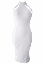 Solid Elegant White Midi Dress Sleeveless Turtleneck Bodycon Dress Club Sexy Off Shoulder Evening Short Party Dresses SM6