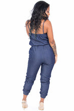 Spaghetti Strap Skinny Look  Denim Jumpsuit Rompers Long Pants Sleeveless Jean Denim Overalls 64062 SM6