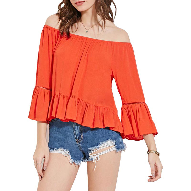 Off The Shoulder Tops For Ruffle Top Long Sleeve t Shirt Slash Neck Cold Shoulder Tops SM6