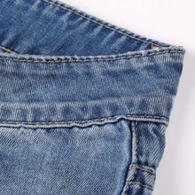 Women's Jeans Ripped Straight Full Length Famale Hole Mid Waist Jeans Pants Washed Cotton Pants L4 SM6