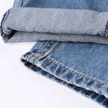 Women's Jeans Ripped Straight Full Length Famale Hole Mid Waist Jeans Pants Washed Cotton Pants L4 SM6