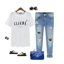 Women's Jeans Ripped Straight Full Length Famale Hole Mid Waist Jeans Pants Washed Cotton Pants L4 SM6
