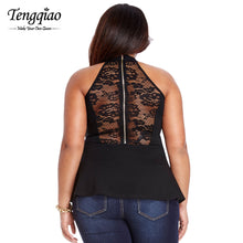 Back Zipper Sexy Lace Tank Tops Strapless Ladies Lace Plus Size Tops Black High Neck Sleeveless Top t Shirt SM6