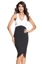 Backless Open Back Zipper White Sexy Casual Deep V Neck Midi Bodycon Dress Sleeveless Knee-Length Short Party Dress SM6