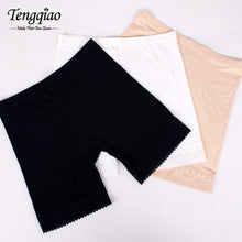 Bamboo Fiber Lace Safety Short Pants Underwear High Waist Seamless Sexy Three Pants  Breathable White Shorts SM6