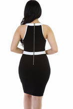 Black Runway Dress  Sleeveless Caged Stripes Bodycon Midi Dress Elegant Pencil Short Party Dresses SM6