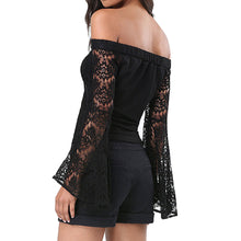 Black Long Sleeve  T-Shirt With Lace Slash Neck Off The Shoulder Top For Long Sleeve t Shirt SM6