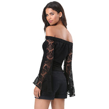 Black Long Sleeve  T-Shirt With Lace Slash Neck Off The Shoulder Top For Long Sleeve t Shirt SM6