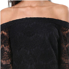 Black Long Sleeve  T-Shirt With Lace Slash Neck Off The Shoulder Top For Long Sleeve t Shirt SM6