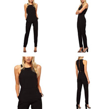 Elegant Women's Rompers Jumpsuit Casual Solid Bodysuit Sleeveless Crew Neck Long Playsuits Plus Size SM6