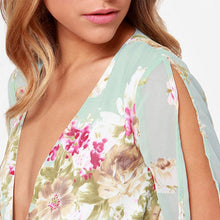 Floral Print Chiffon Mini Dress Sexy Off shoulder Boho Beach Dresses Long Sleeve Party Short Dress Cold Shoulder SM6